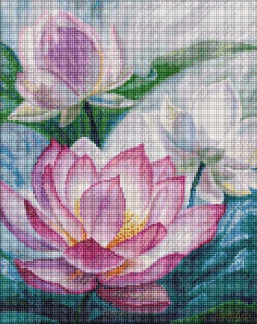 Diamentowa mozaika - Światło na stawie 40x50 cm