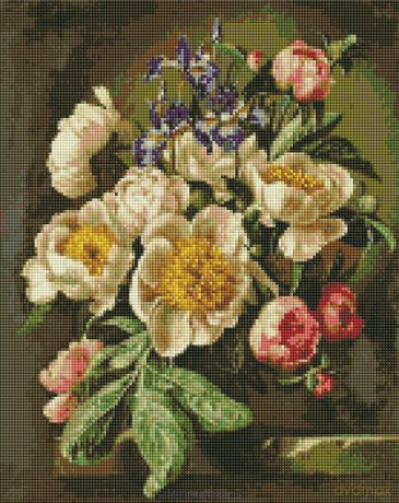 Diamentowa mozaika - Uroczy bukiet piwonii 40x50 cm