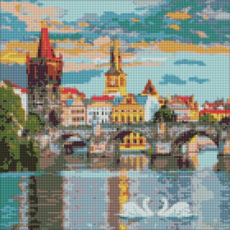Diamentowa mozaika - Wieczorna Praga 40x40 cm