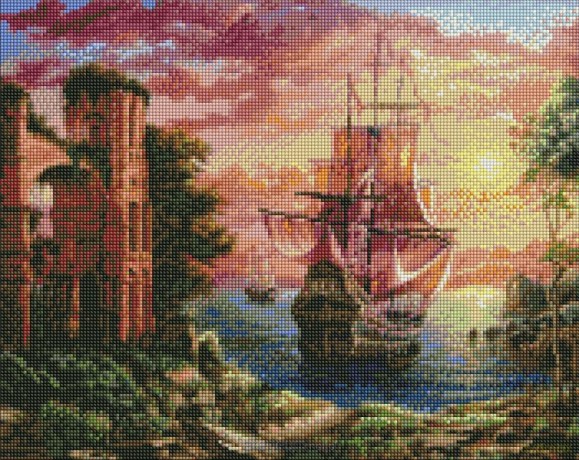 Diamentowa mozaika - Wieczorny port 40x50 cm