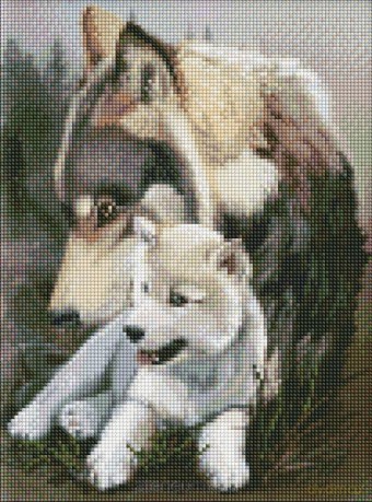 Diamentowa mozaika - Wilcza czułość 30x40 cm