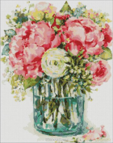 Diamentowa mozaika - Wykwintne piwonie 40x50 cm