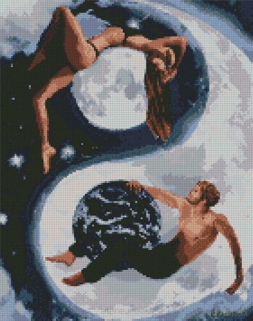 Diamentowa mozaika - Yin i yang 40x50