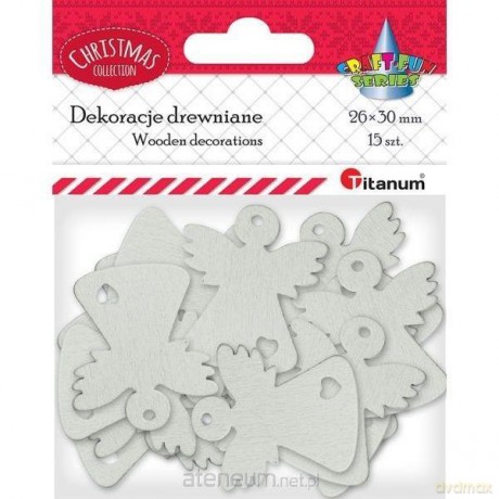 Drewniane anioły ażurowe białe 15 szt