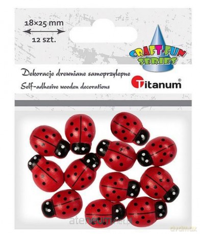 Drewniane biedronki samoprzylepne 3D 18x25mm 12 szt