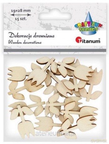 Drewniane dekoracje tulipany 12x28mm surowe 15 szt