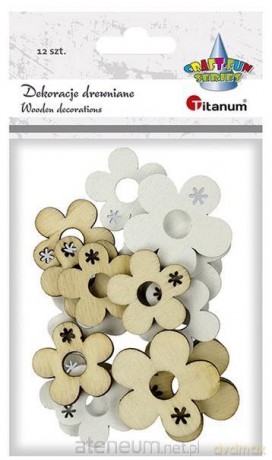 Drewniane kwiatki 23 i 30mm naturalny biały 12 szt