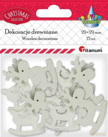 Drewniane renifery na biegunach ażurowe 15 szt