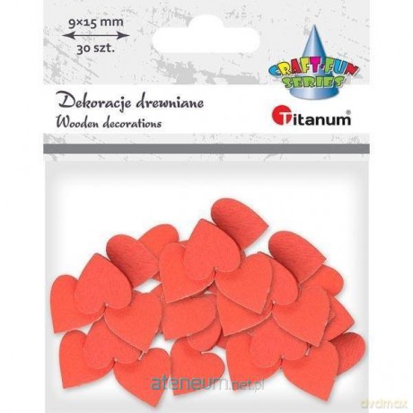 Drewniane serca 9x15mm czerwone 30 szt