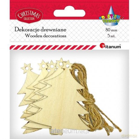 Drewniane zawieszki choinki 5 szt