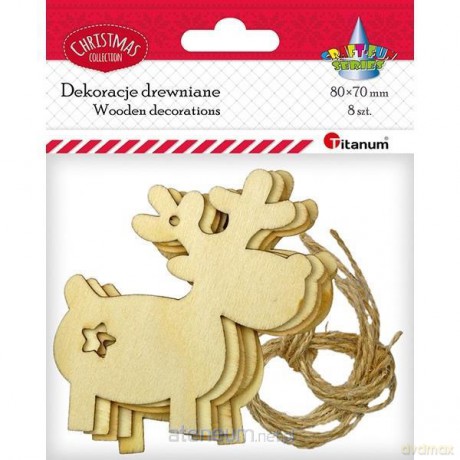 Drewniane zawieszki renifery 8 szt