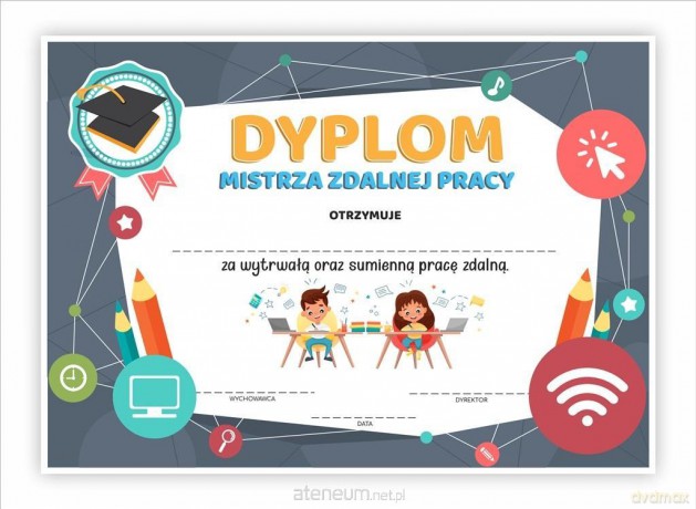 Dyplom A4 mistrza pracy zdalnej - Internet 10 szt