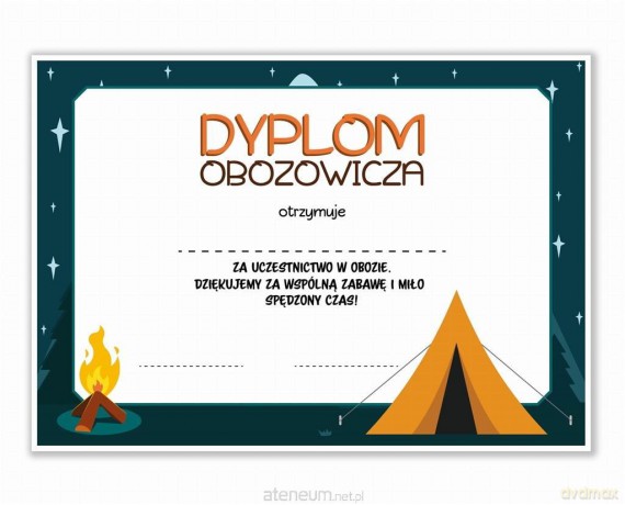 Dyplom A4 obozowy Obozowicza 20 szt