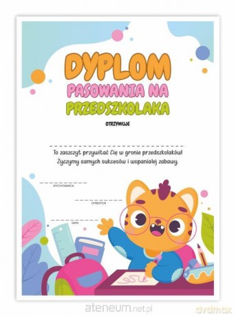 Dyplom A4 pasowania na Przedszkolaka - Tygrys 5 szt