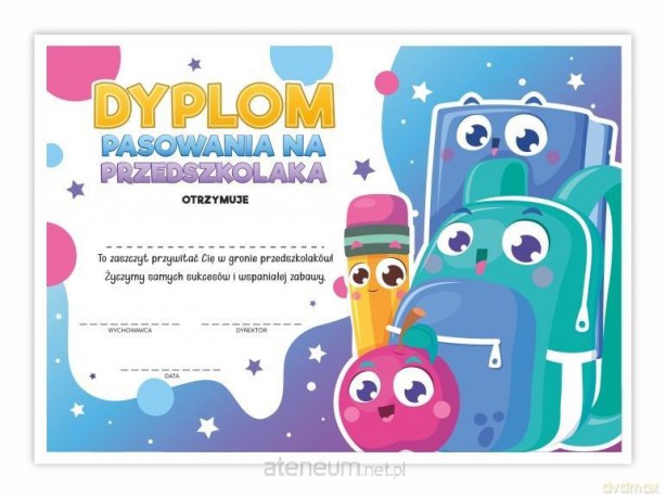 Dyplom A4 pasowania na Przedszkolaka 5 szt