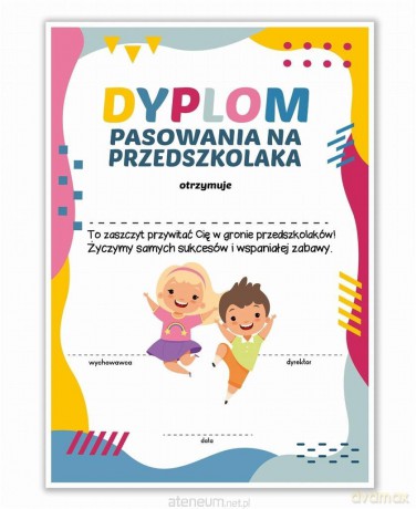 Dyplom A4 pasowania na Przedszkolaka-Radość 20 szt