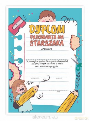 Dyplom A4 pasowania na Starszaka - Kartka 5 szt