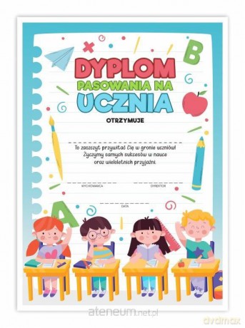 Dyplom A4 pasowania na Ucznia Lekcja 5 szt
