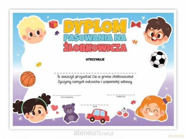 Dyplom A4 pasowania na Żłobkowicza - Zabawa 5 szt