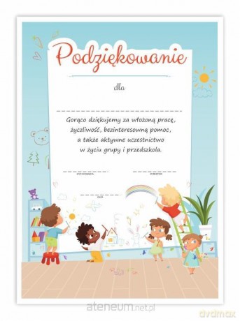 Dyplom A4 podziękowania dla rodziców 10 szt