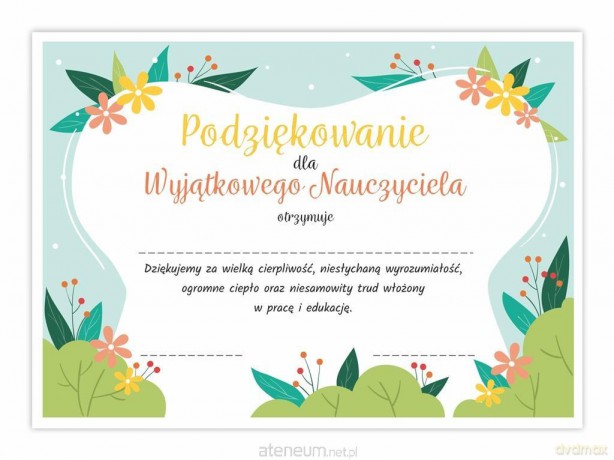 Dyplom A4 podziękowania dla wyjątkowego... 30 szt