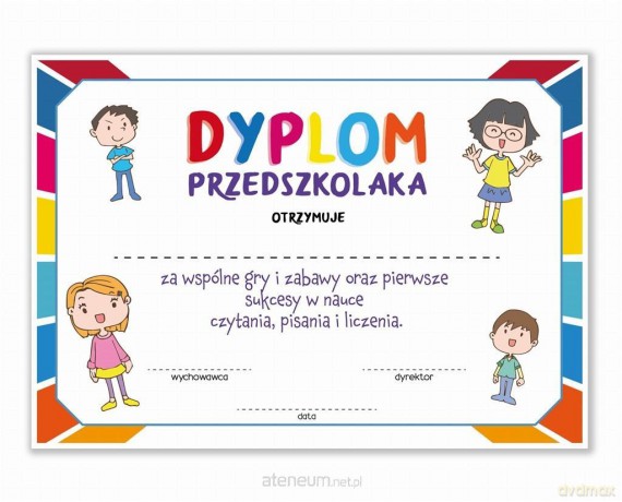 Dyplom A4 przedszkolaka - Dzieci 10 szt