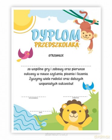 Dyplom A4 przedszkolaka - Natura 30 szt