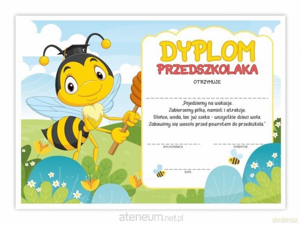 Dyplom A4 przedszkolaka - Pszczółka 10 szt