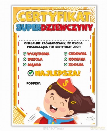 Dyplom A4 Super Dziewczyny 01 5 szt
