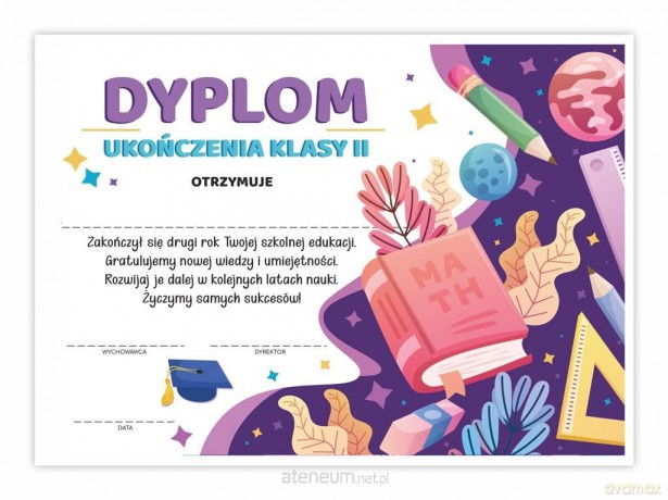 Dyplom A4 ukończenia klasy drugiej - Książka 20 szt