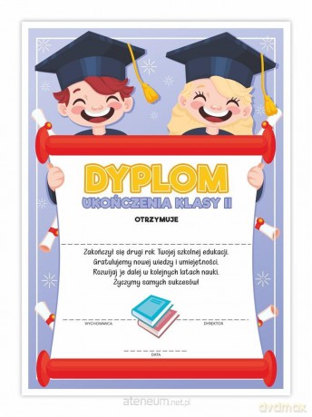 Dyplom A4 ukończenia klasy drugiej - Uśmiech 20 szt