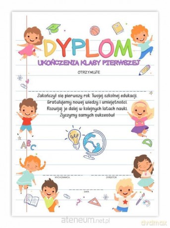 Dyplom A4 ukończenia klasy pierwszej 10 szt