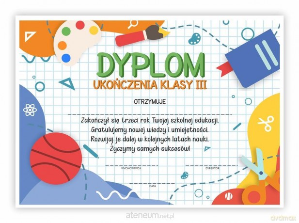 Dyplom A4 ukończenia klasy trzeciej - Zeszyt 30 szt