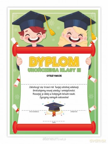 Dyplom A4 ukończenia klasy trzeciej-Uśmiech 20 szt