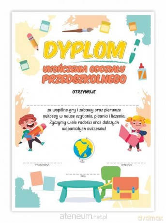 Dyplom A4 ukończenia oddziału przedszkolnego 20 szt
