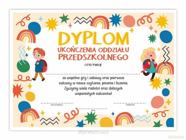 Dyplom A4 ukończenia oddziału przedszkolnego 30 szt