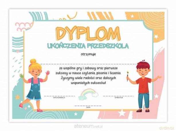 Dyplom A4 ukończenia przedszkola - Dzieci 30 szt