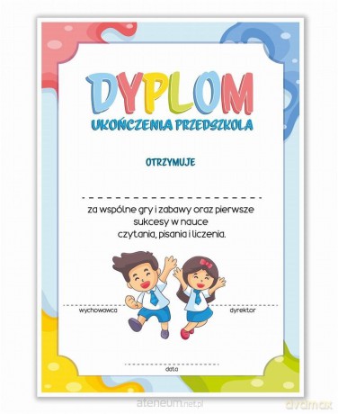Dyplom A4 ukończenia przedszkola - niebieski 10 sz