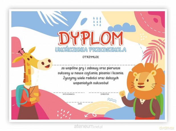 Dyplom A4 ukończenia przedszkola 30 szt