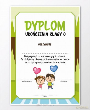 Dyplom A4 ukończenia zerówki 30 szt