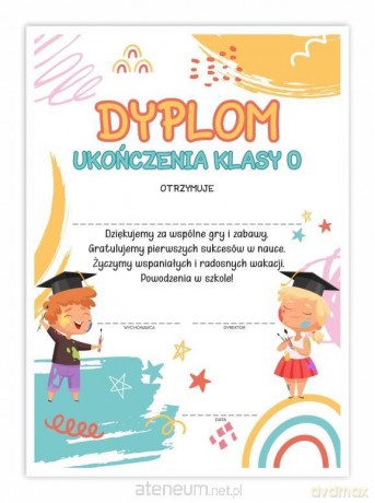 Dyplom A4 ukończenia zerówki Plastyka 10 szt
