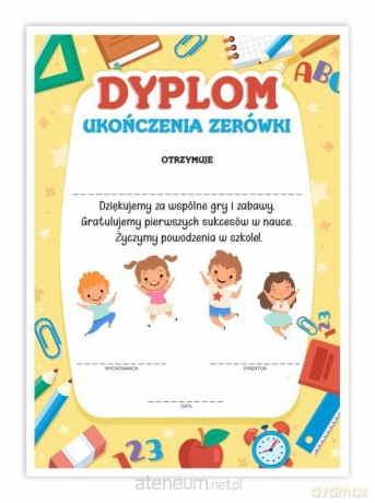 Dyplom A4 ukończenia zerówki Szkoła 10 szt