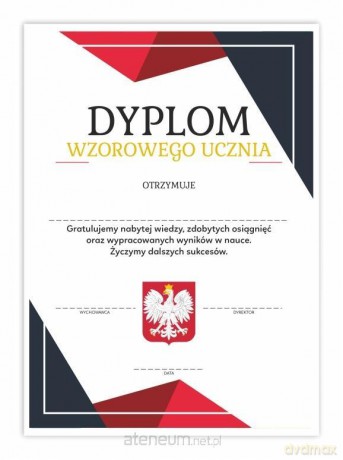 Dyplom A4 wzorowego ucznia - Godło 10 szt