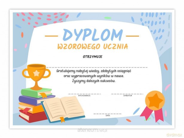 Dyplom A4 wzorowego ucznia - Puchar 30 szt