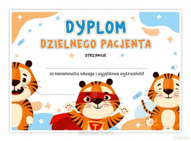Dyplom A5 dzielnego pacjenta - Tygrys 10 szt