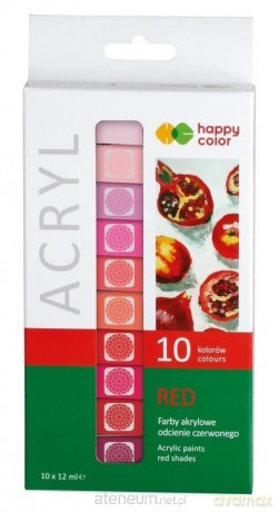 Farby akrylowe 12ml 10 kol czerwony