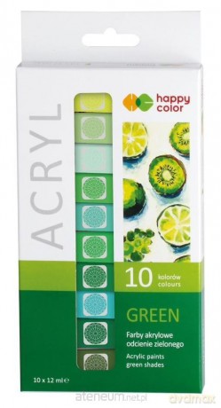 Farby akrylowe 12ml 10 kol zielony