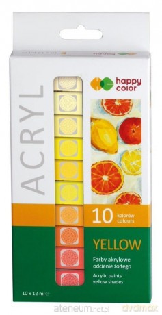 Farby akrylowe 12ml 10 kol żółty