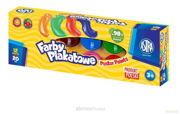 Farby plakatowe 12 kolorów 20 ml