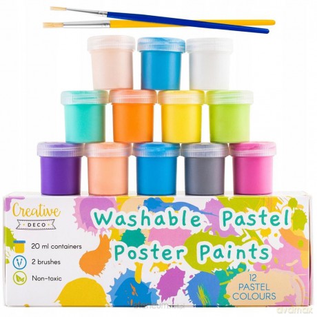 Farby plakatowe pastelowe 12 kolorów 20 ml
